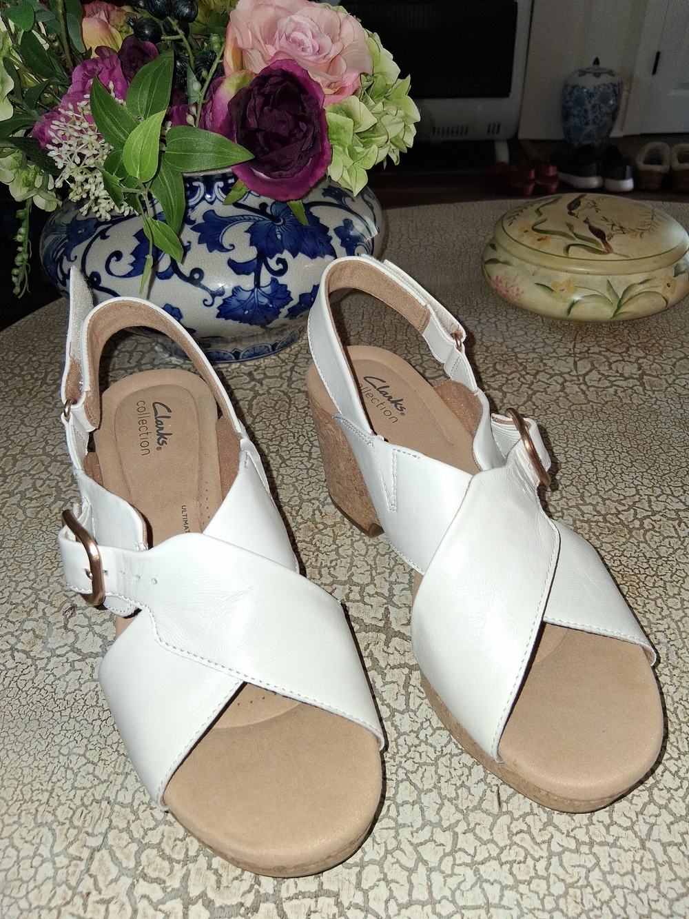 White Leather Slingback Sandals